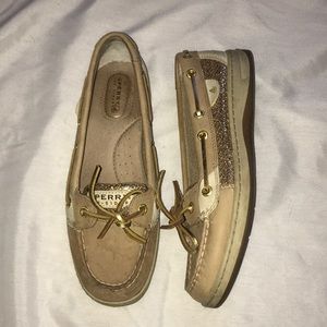 Sperry gold sparkling boat shoes